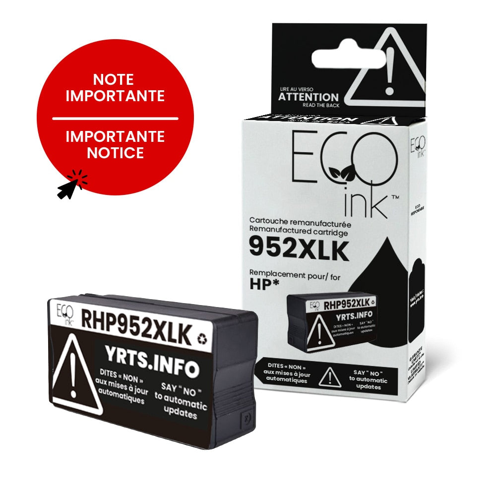 HP 952XL F6U19AN Remanufactured Ink Cartridge Black YRTS 2K-EcoInk