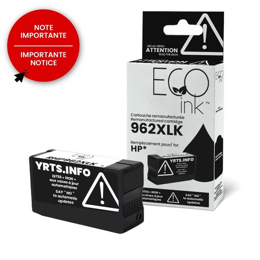 HP 962XL 3JA03AN Remanufactured Ink Cartridge Black YRTS 2K-EcoInk