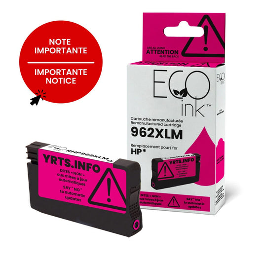 HP 962XL 3JA01AN Remanufactured Ink Cartridge Magenta YRTS 1.6K-EcoInk