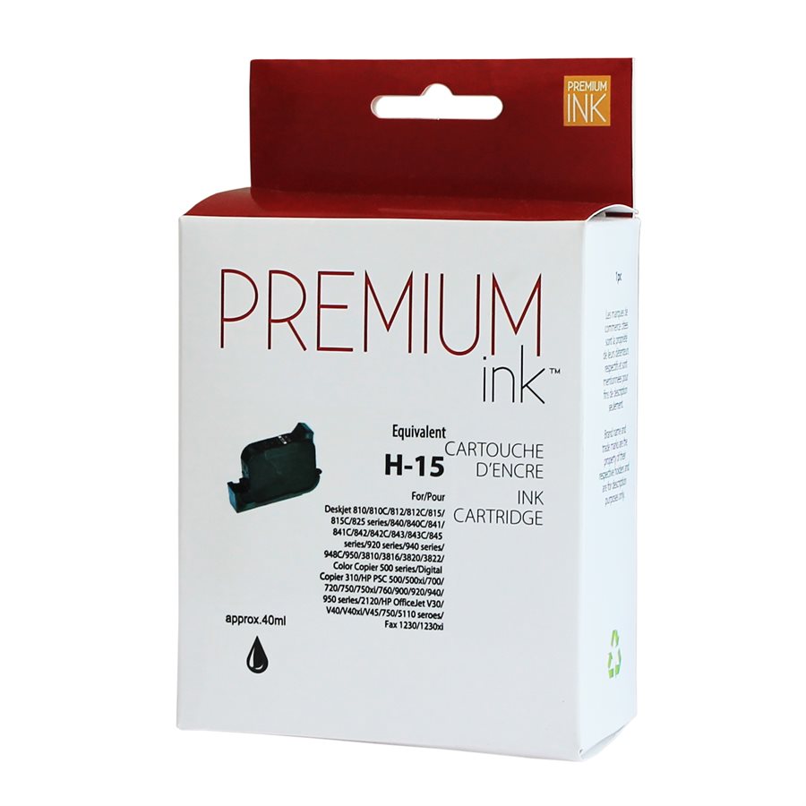 HP 15 C6615A Remanufactured Ink Cartridge Black-Premium Ink