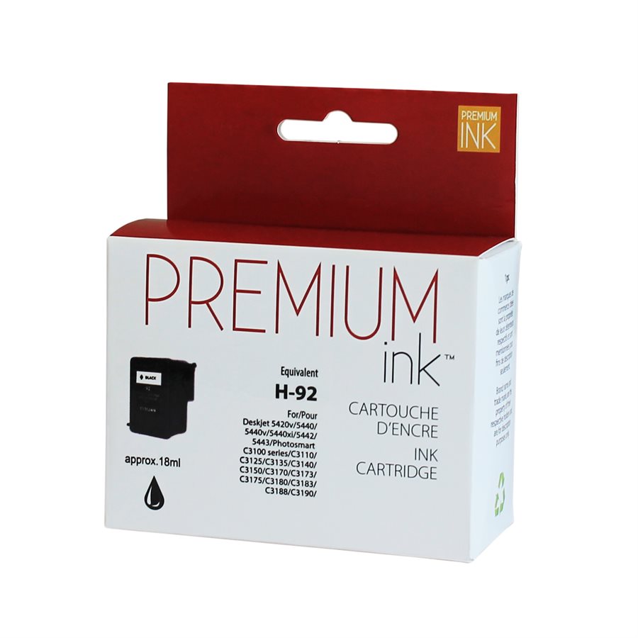 HP 92 C9362W Remanufactured Ink Cartridge Black-Premium Ink