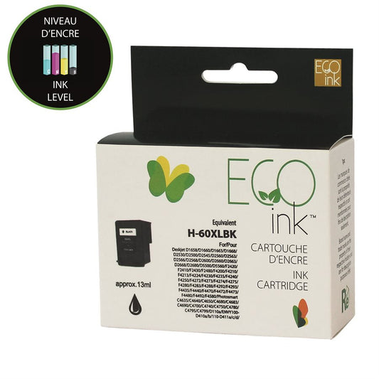 HP 60XL CC641 Remanufactured Ink Cartridge Black-EcoInk