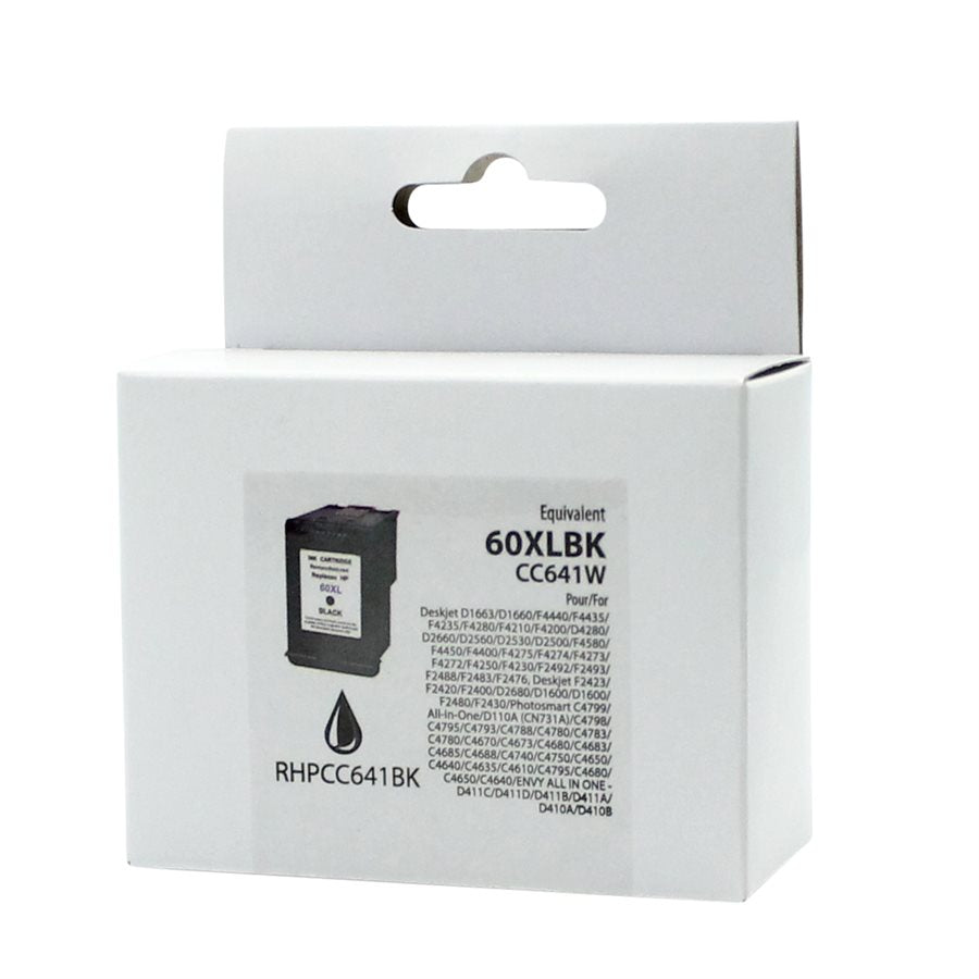HP 60XL CC641 Remanufactured Ink Cartridge Black Neutral Box-Premium Ink