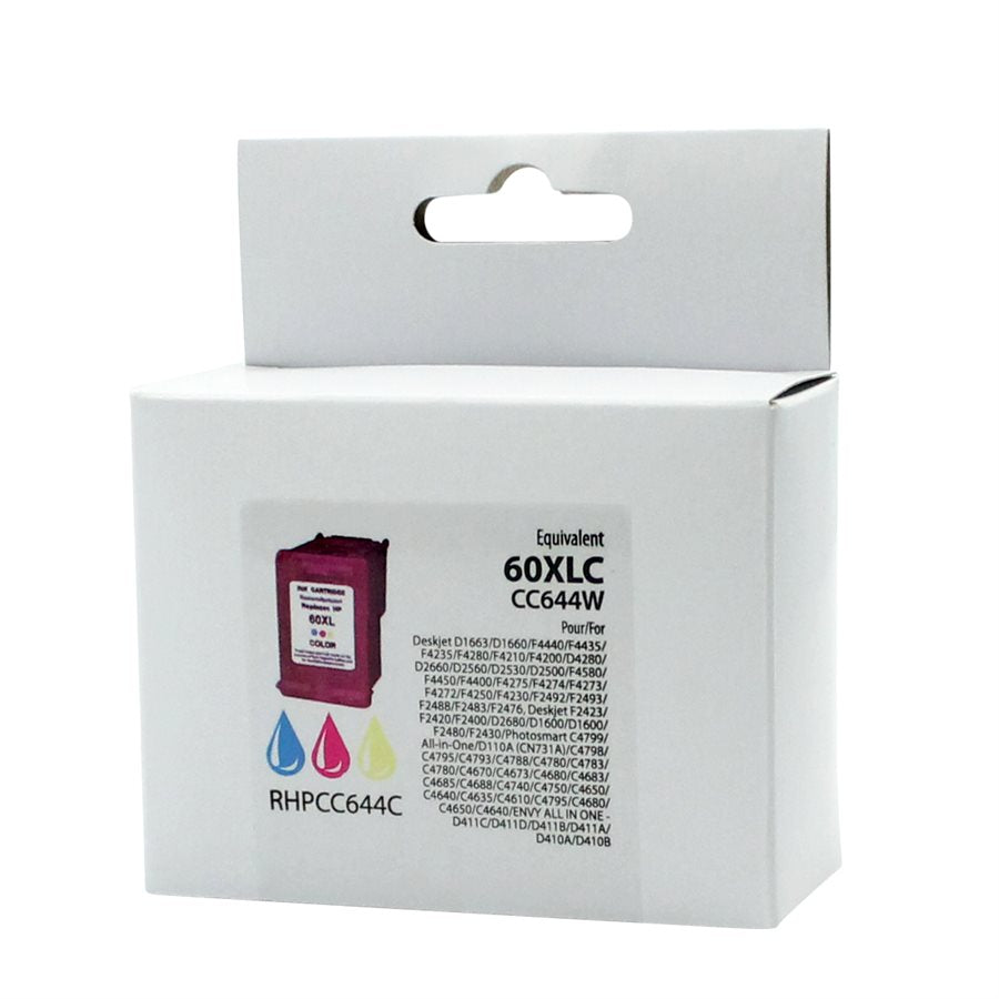 HP 60XL CC644 Remanufactured Ink Cartridge Colour Neutral Box-Premium Ink