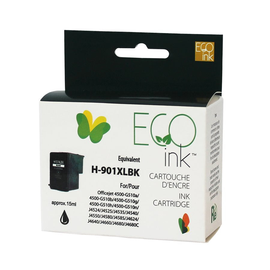 HP 901XL CC654A Remanufactured Ink Cartridge Black-EcoInk