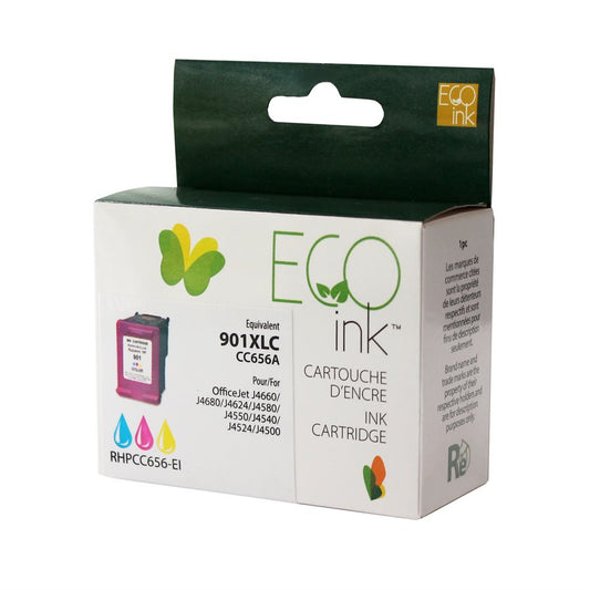 HP 901XL CC656A Remanufactured Ink Cartridge Color-EcoInk