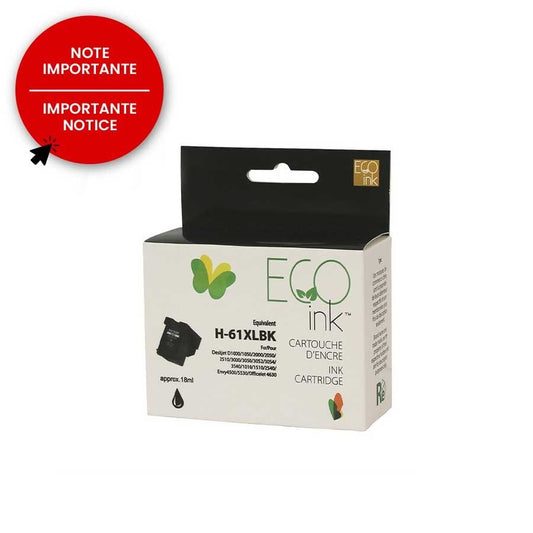 HP 61XL CH563WN Remanufactured Ink Cartridge Black-EcoInk