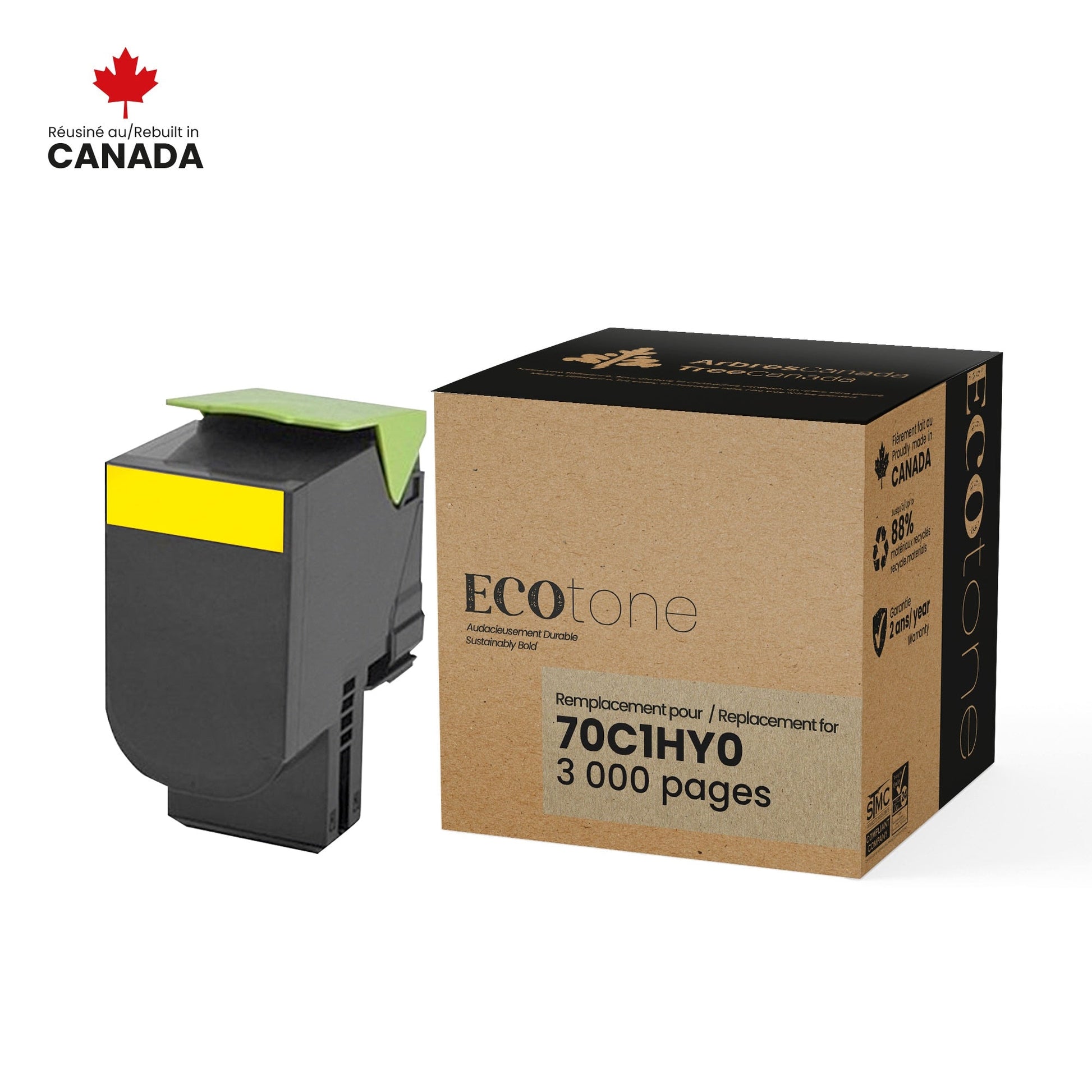 Lexmark 70C1HY0 Toner Cartridge Remanufactured Yellow 3K-Ecotone