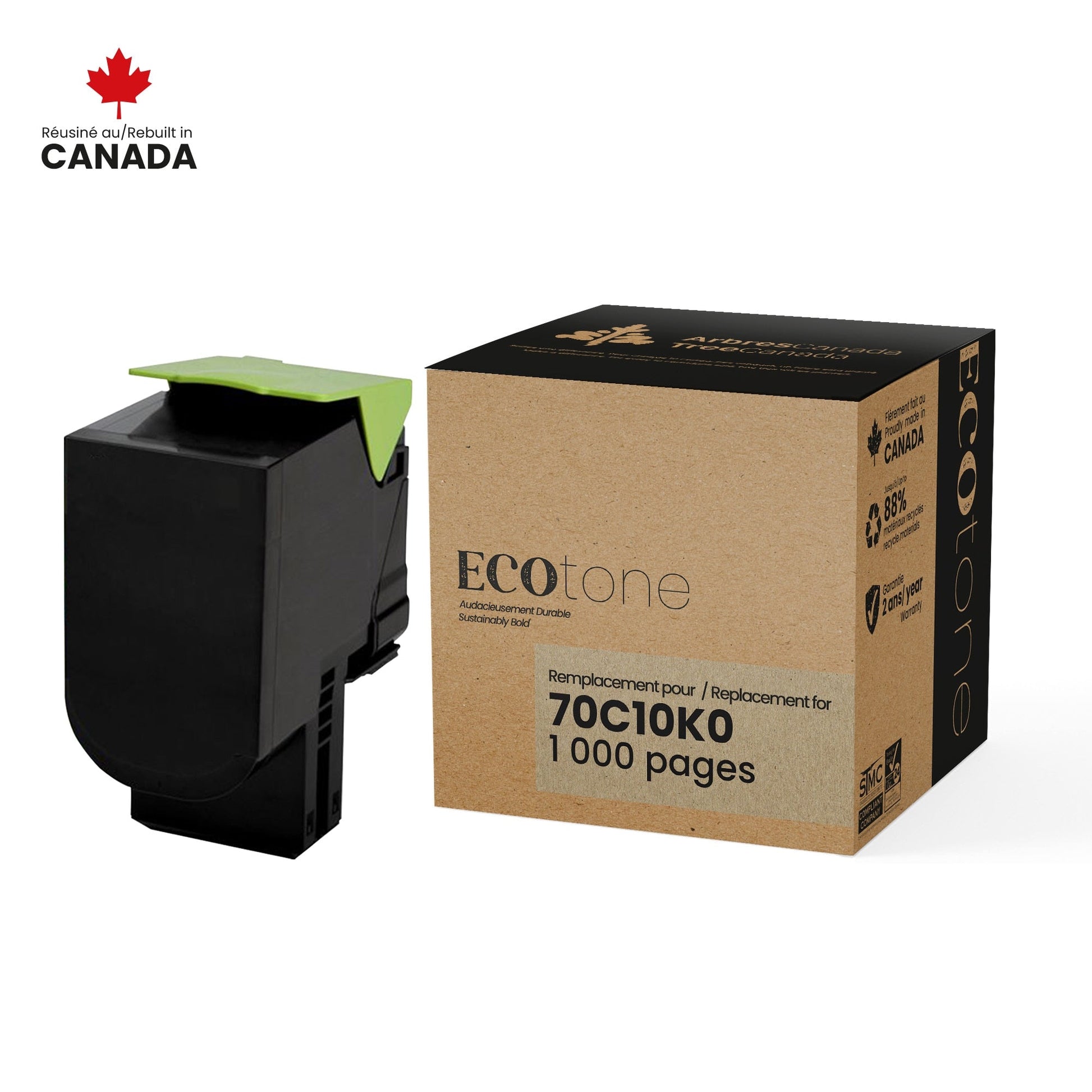 Lexmark 70C10K0 Toner Cartridge Remanufactured Black 1K-Ecotone