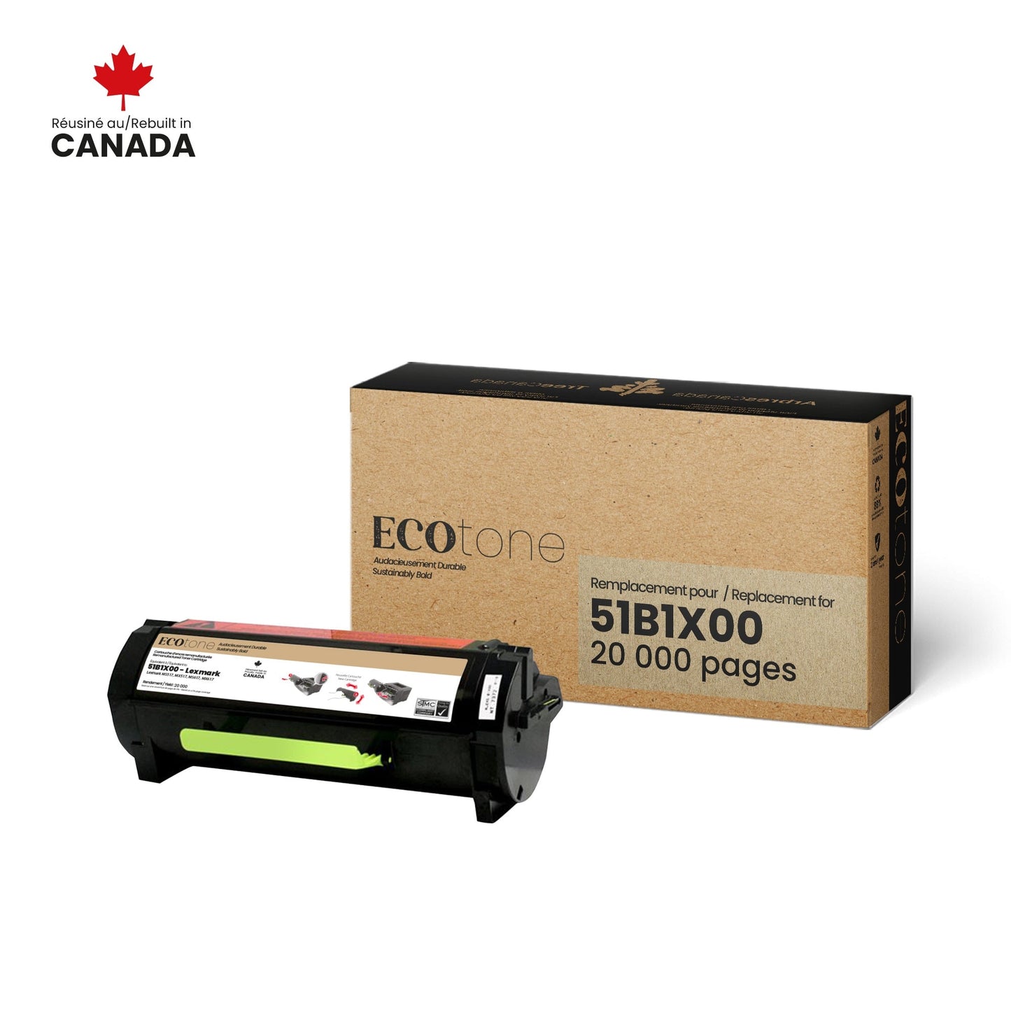 Lexmark 51B1X00 Toner Cartridge Remanufactured 20K-Ecotone