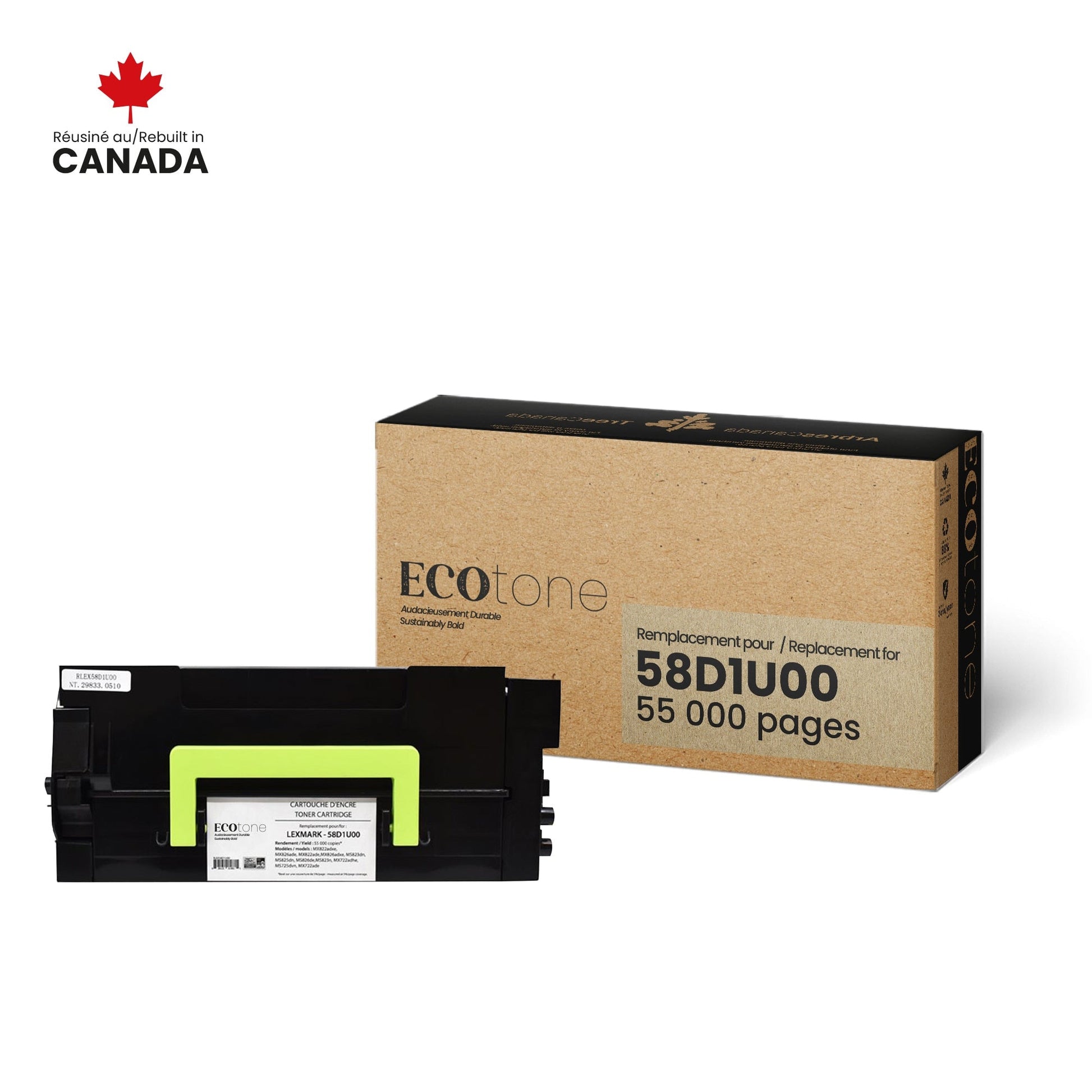 Lexmark 58D1U00 Toner Cartridge Remanufactured 55K-Ecotone