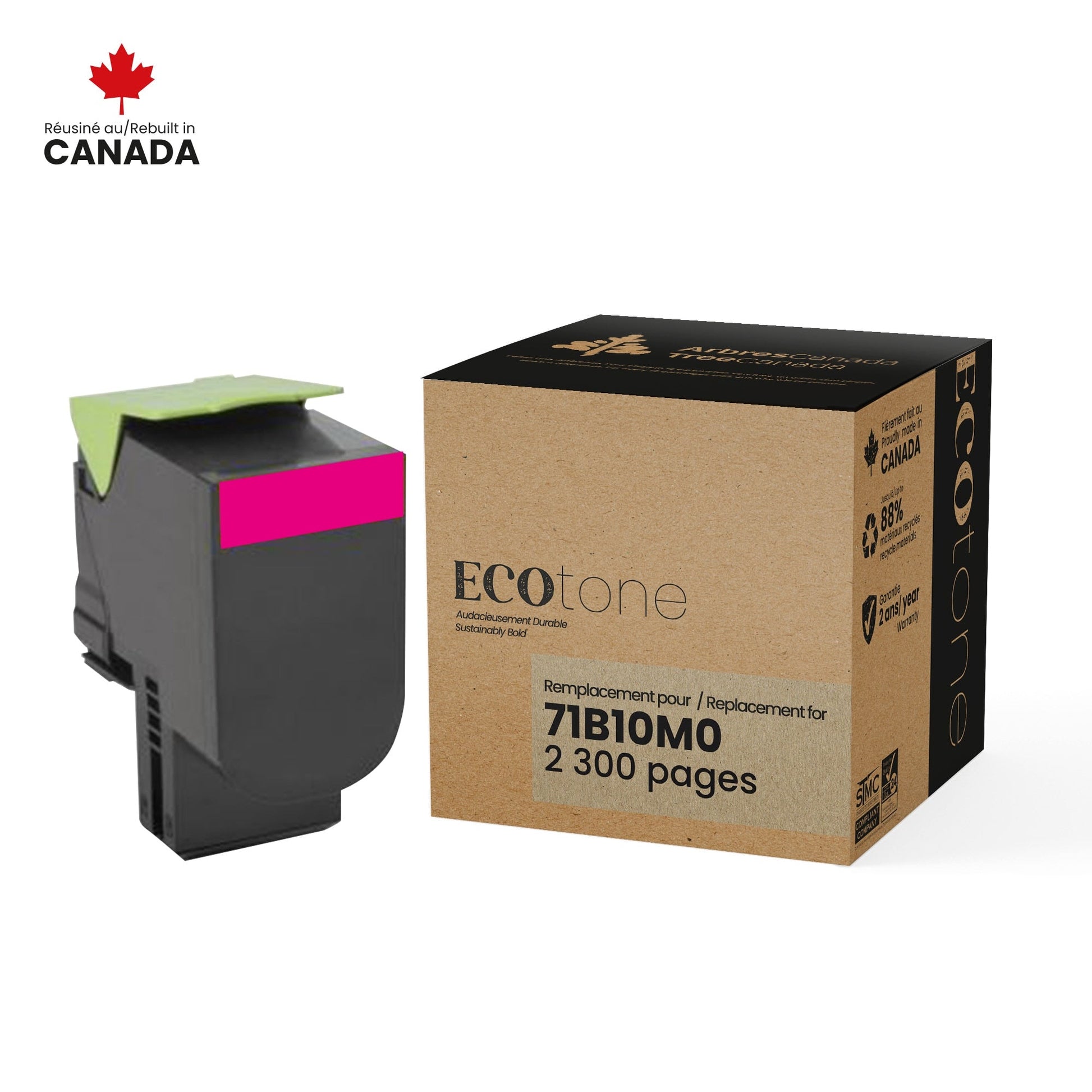 Lexmark 71B10M0 Toner Cartridge Remanufactured Magenta 2.3K-Ecotone