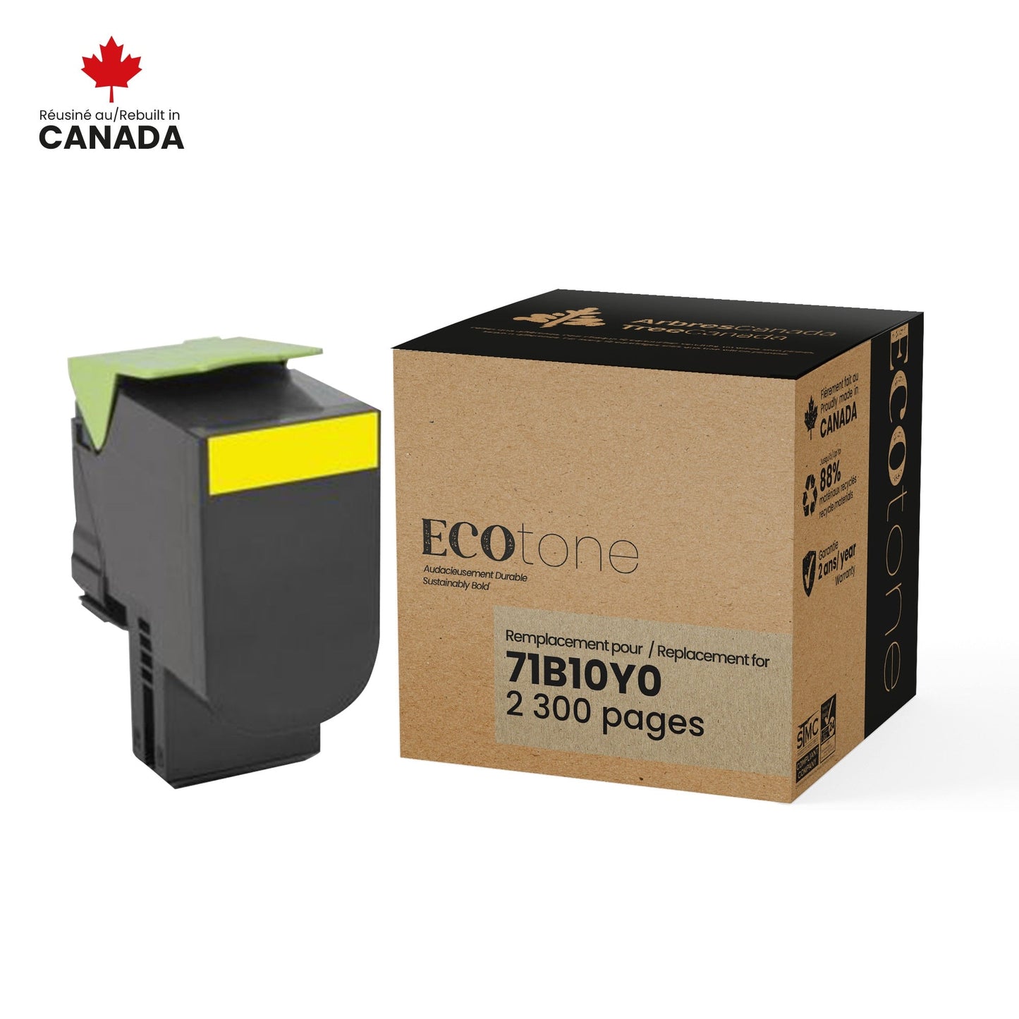 Lexmark 71B10Y0 Toner Cartridge Remanufactured Yellow 2.3K-Ecotone