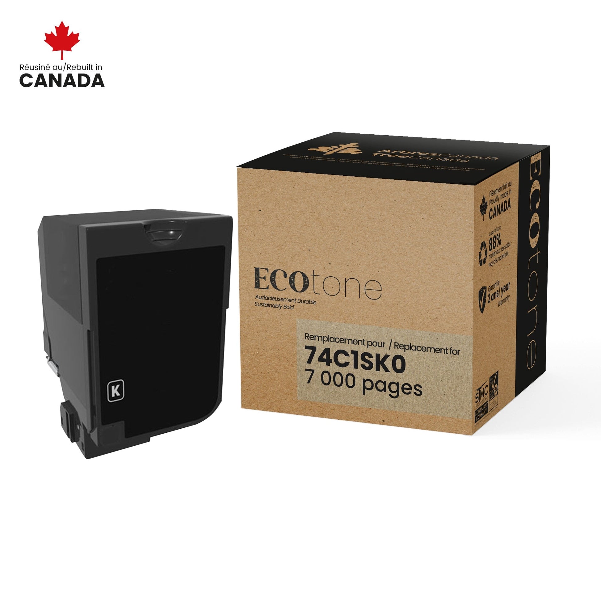 Lexmark 74C1SK0 Toner Cartridge Remanufactured Black 7K-Ecotone