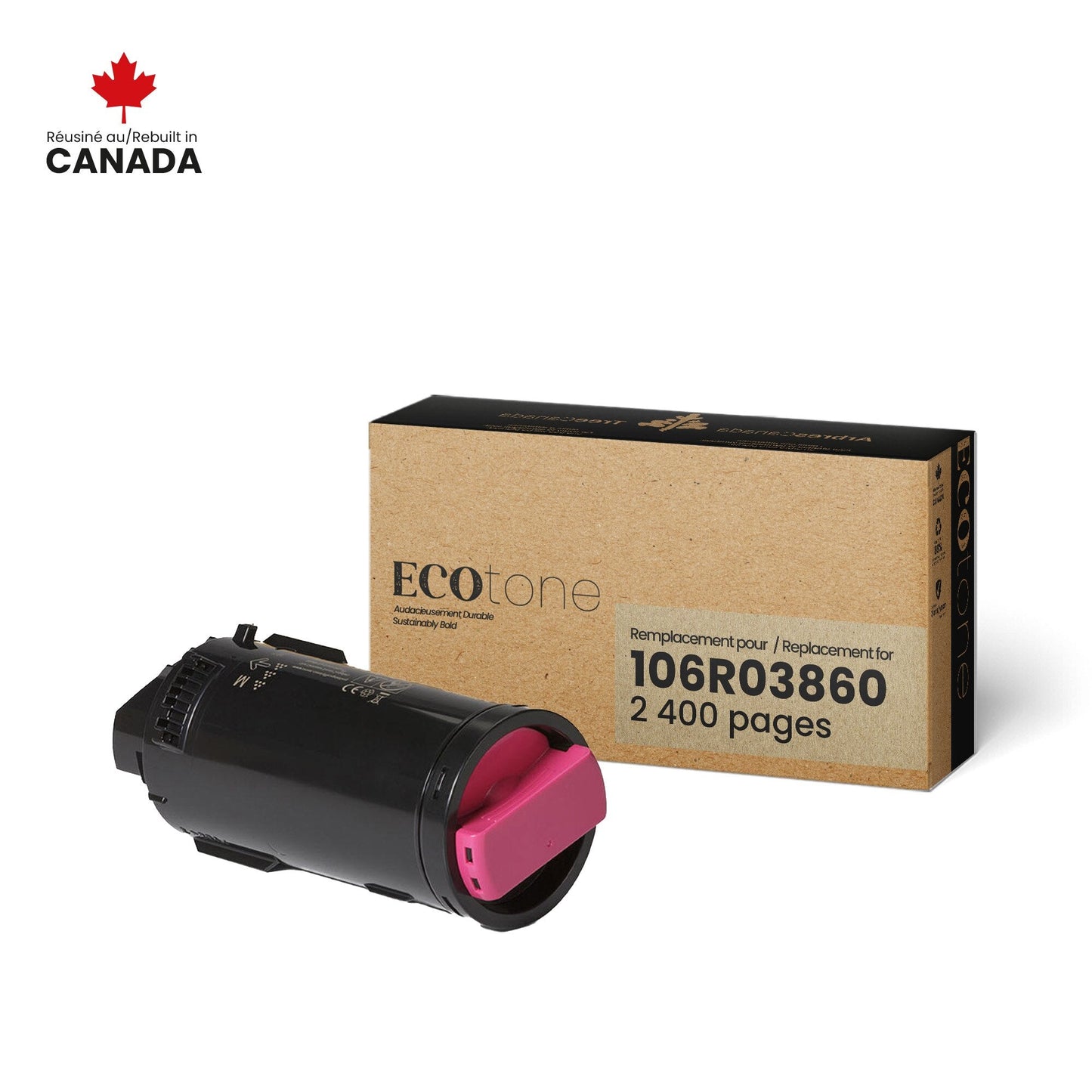 Xerox 106R03860 Remanufactured Toner Cartridge Magenta 2.4K - Ecotone, Made in Canada