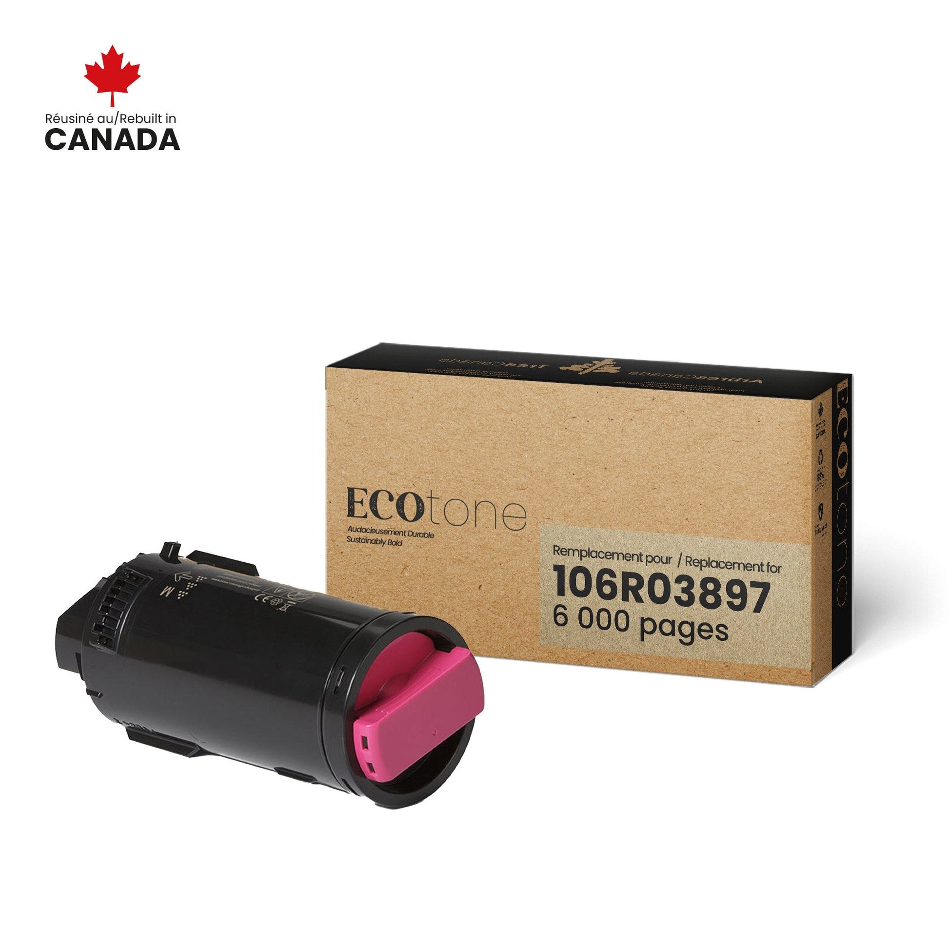 Xerox 106R03897 Remanufactured Toner Cartridge Magenta 6K - Ecotone, Made in Canada