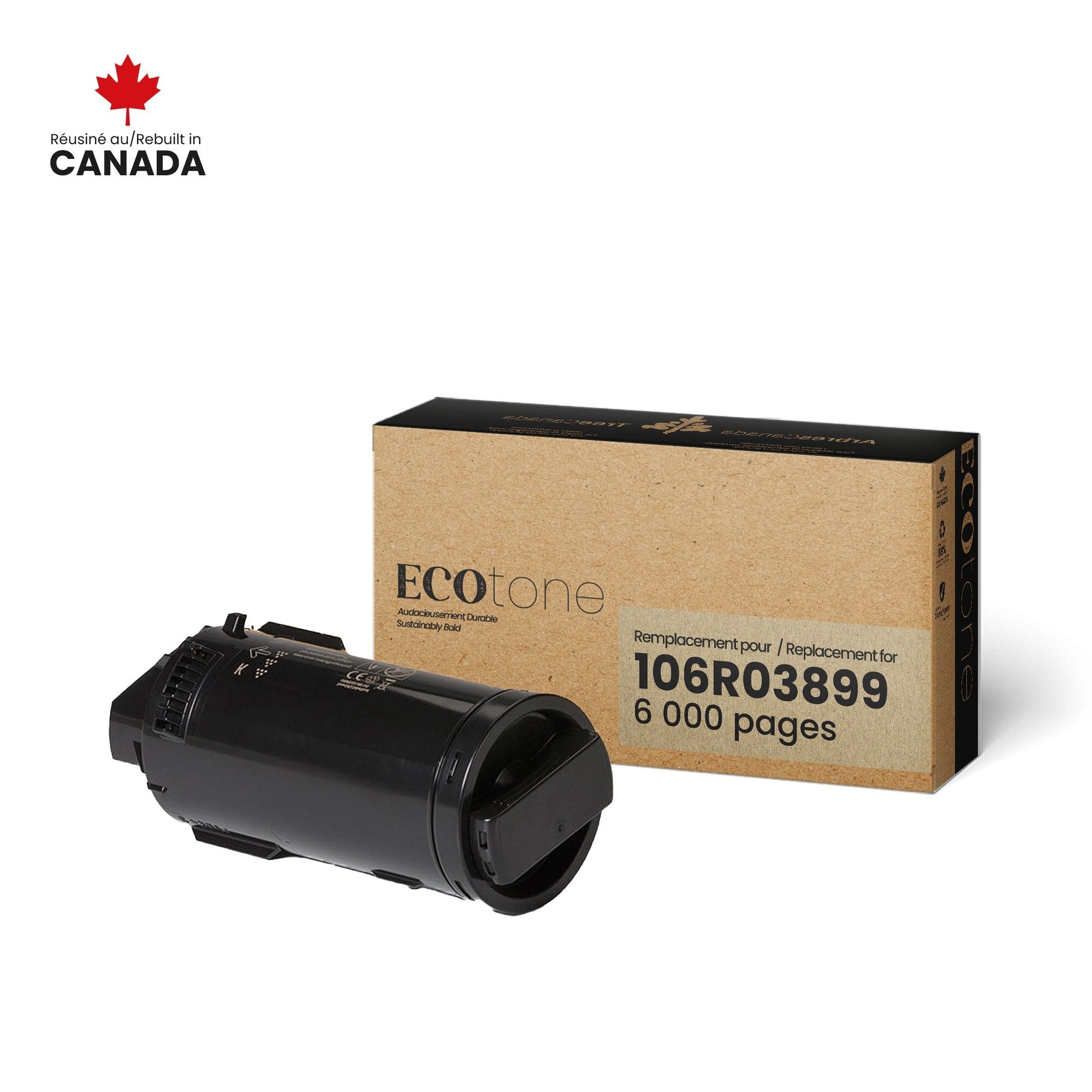 Xerox 106R03899 Remanufactured Toner Cartridge Black 6K - Ecotone, Made in Canada