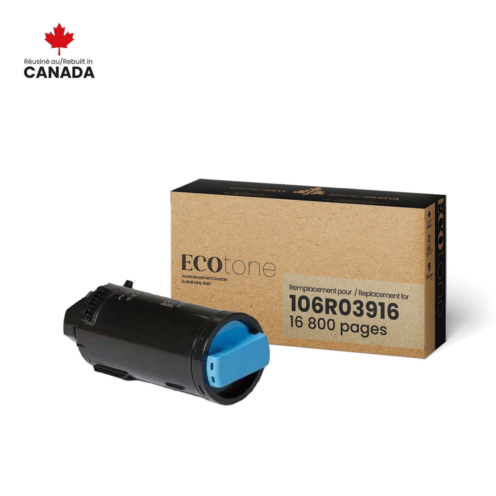 Xerox 106R03916 Remanufactured Toner Cartridge Cyan 16.8K - Ecotone, Made in Canada