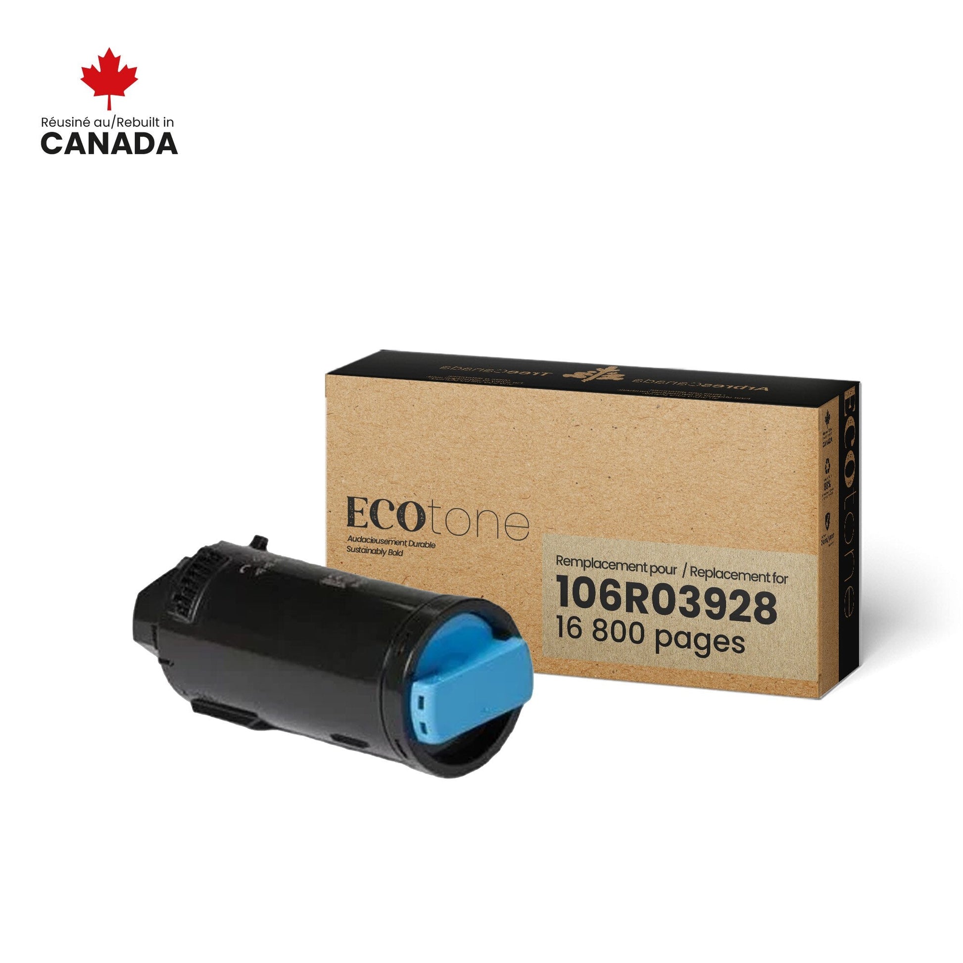 Xerox 106R03928 Remanufactured Toner Cartridge Cyan 16.8K - Ecotone, Made in Canada