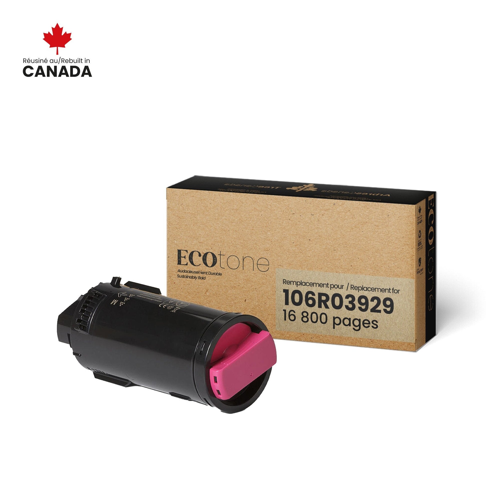 Xerox 106R03929 Remanufactured Toner Cartridge Magenta 16.8K - Ecotone, Made in Canada