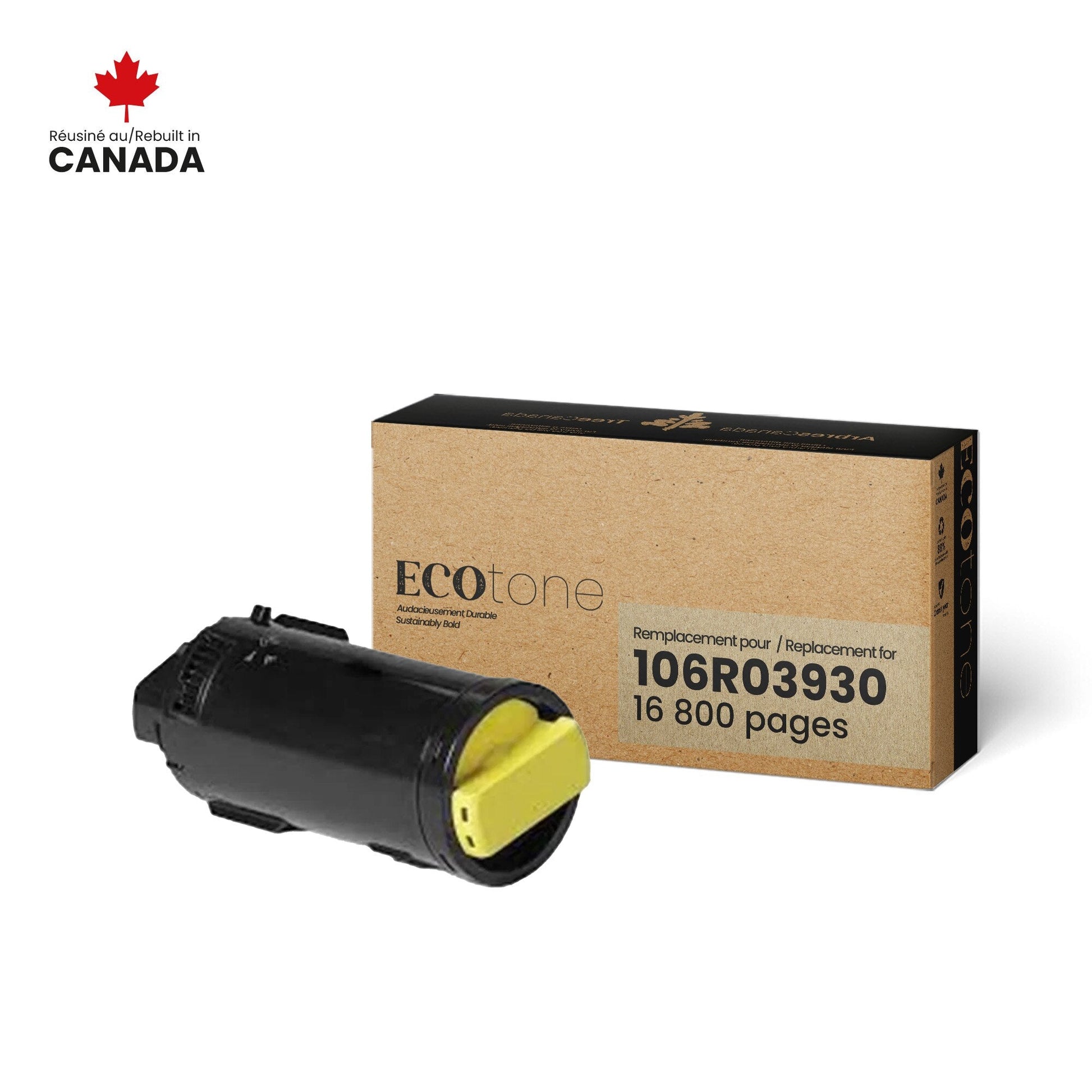 Xerox 106R03930 Remanufactured Toner Cartridge Yellow 16.8K - Ecotone, Made in Canada