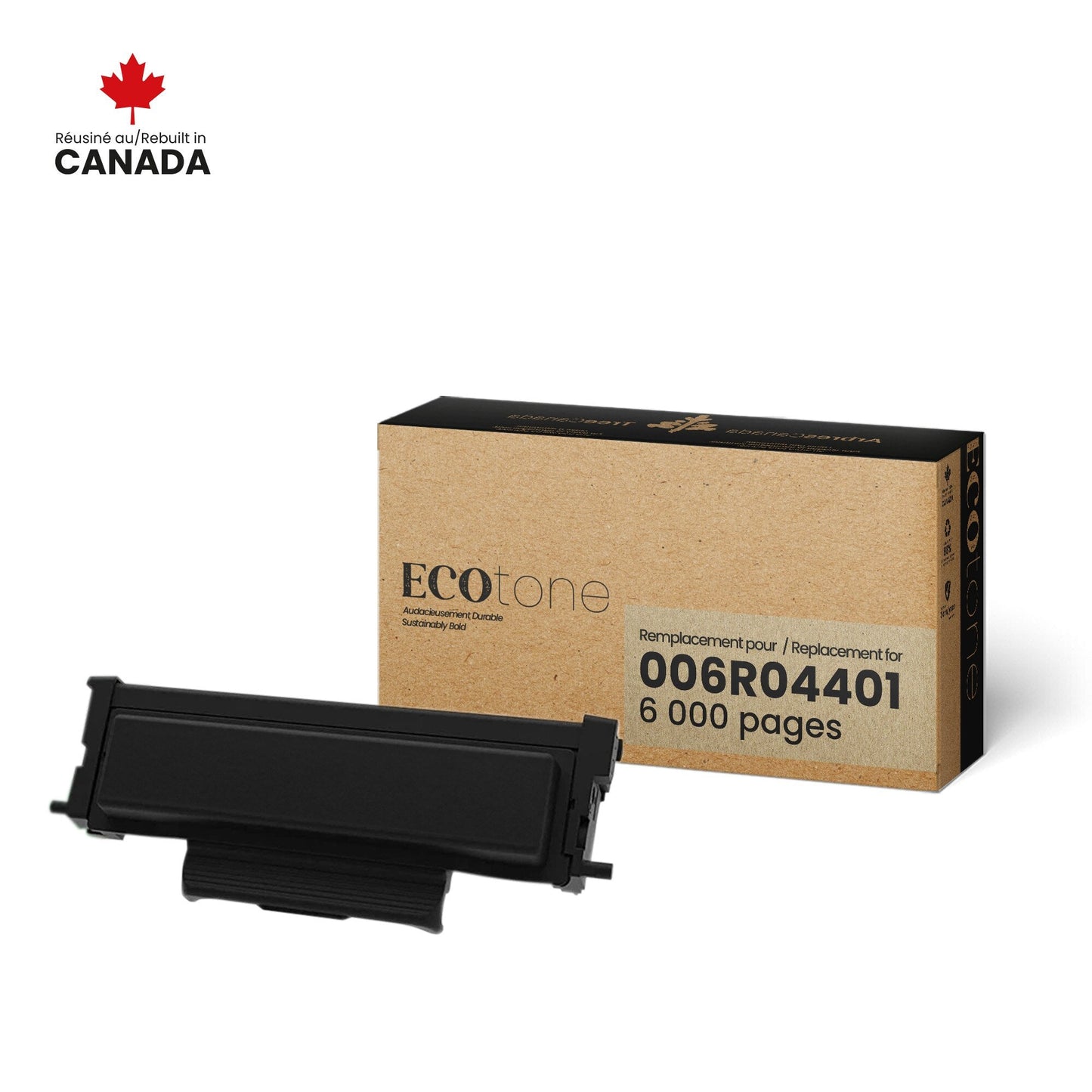 Xerox 006R04401 Remanufactured Toner Cartridge Black 6K - Ecotone, Made in Canada