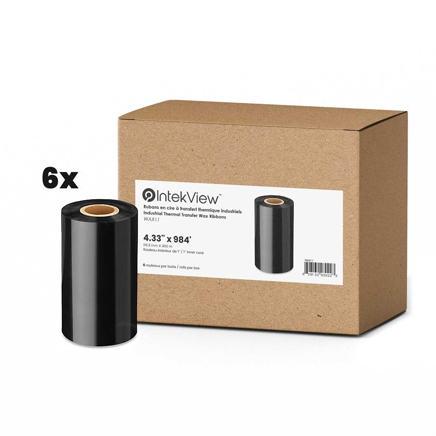 Ergonomic New Compatible Thermal Transfer Ribbon Wax 4.33" x 984' Core 1'' bx/6-Intekview