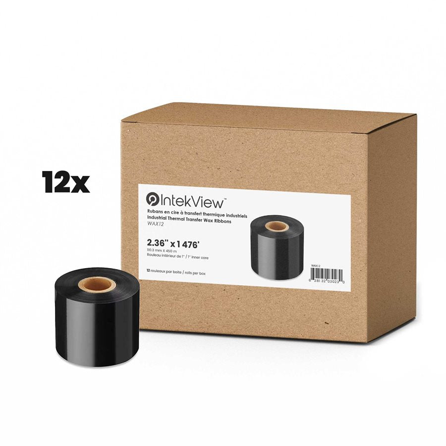 Ergonomic New Compatible Thermal Transfer Ribbon Wax 2.36" x 1476' Core 1'' bx/12-Intekview