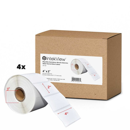 Ergonomic New Compatible 4x2 inch Thermal Transfer Labels 3 inch Core 2750/rolls - 4/cs-Intekview