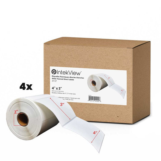 Ergonomic New Compatible 4x3 inch Thermal Transfer Labels 3 inch Core 1800/rolls - 4/cs-Intekview
