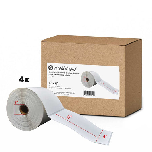 Ergonomic New Compatible 4x6 inch Thermal Transfer Labels 3 inch Core 1000/rolls - 4/cs-Intekview