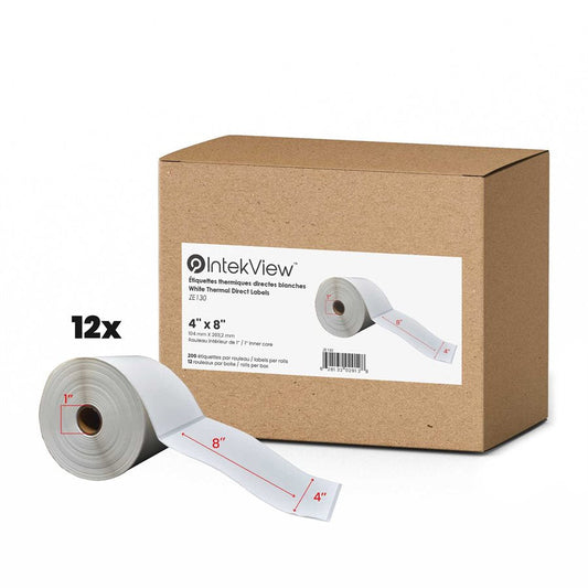 Ergonomic New Compatible 4x8 inch Thermal Transfer Labels 1 inch Core 200/rolls - 12/cs-Intekview