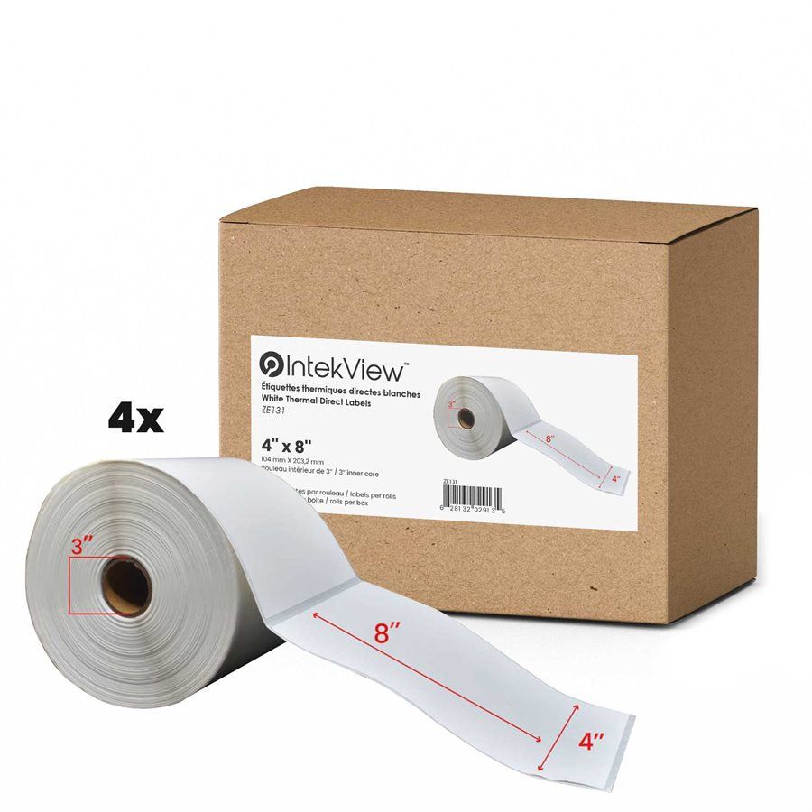 Ergonomic New Compatible 4x8 inch Thermal Transfer Labels 3 inch Core 750/rolls - 4/cs-Intekview